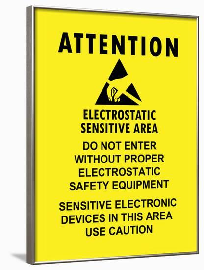 Electrostatic Sensitive Area ESD Warning Sign Poster Print-null-Framed Poster