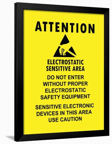 Electrostatic Sensitive Area ESD Warning Sign Poster Print-null-Framed Poster