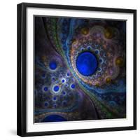 Elegant Abstract Fractal Background on the Black-Silversky-Framed Premium Giclee Print