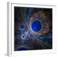 Elegant Abstract Fractal Background on the Black-Silversky-Framed Premium Giclee Print