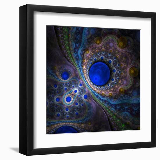 Elegant Abstract Fractal Background on the Black-Silversky-Framed Art Print