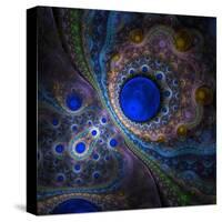 Elegant Abstract Fractal Background on the Black-Silversky-Stretched Canvas