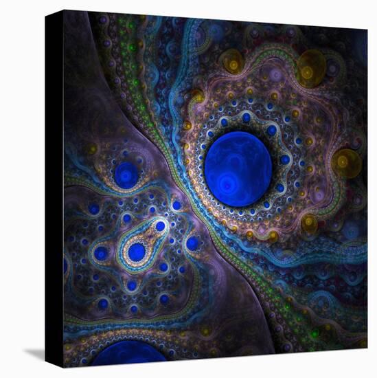 Elegant Abstract Fractal Background on the Black-Silversky-Stretched Canvas