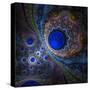 Elegant Abstract Fractal Background on the Black-Silversky-Stretched Canvas