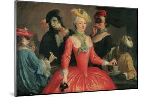 Elegant Company in Masque Costume Taking Coffee and Playing Cards-Pietro Longhi-Mounted Giclee Print