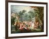 Elegant Company, Out of Doors with the Arrival of the Bridal Couple-Jean Antoine Watteau-Framed Giclee Print