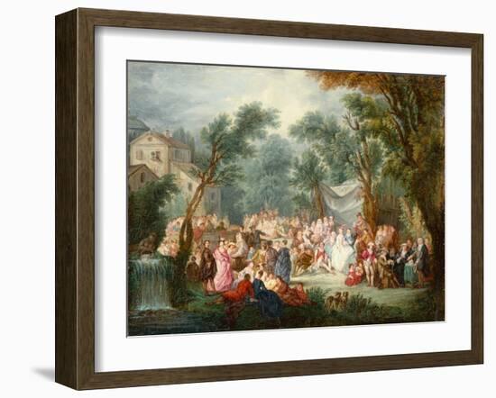 Elegant Company, Out of Doors with the Arrival of the Bridal Couple-Jean Antoine Watteau-Framed Giclee Print