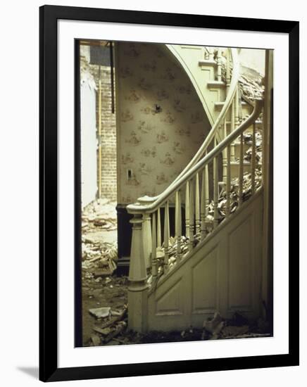 Elegant Curving Stairway Amid Rubble in Building under Demolition, in New York City-Walker Evans-Framed Photographic Print