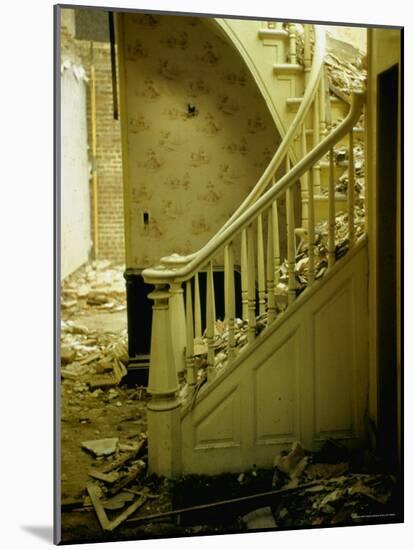 Elegant Curving Stairway Amid Rubble in Building under Demolition, in New York City-Walker Evans-Mounted Photographic Print