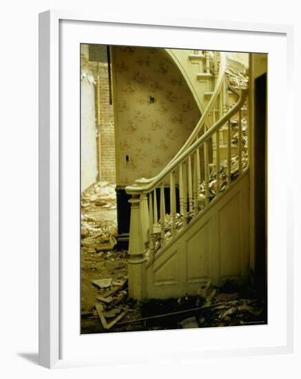 Elegant Curving Stairway Amid Rubble in Building under Demolition, in New York City-Walker Evans-Framed Photographic Print