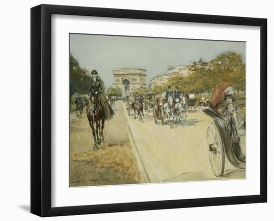 Elegant Figures before the Arc De Triomphe, Paris-Georges Stein-Framed Giclee Print