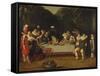 Elegant Figures Feasting in an Arbour-Eugène Boudin-Framed Stretched Canvas