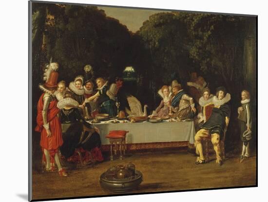 Elegant Figures Feasting in an Arbour-Dirck Hals-Mounted Giclee Print