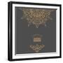 Elegant Gold Frame Banner with Crown, Floral Elements on the Ornate Background-Kunz Viktor-Framed Art Print