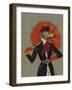 Elegant Greyhound and Red Umbrella-Fab Funky-Framed Art Print