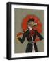 Elegant Greyhound and Red Umbrella-Fab Funky-Framed Art Print