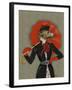 Elegant Greyhound and Red Umbrella-Fab Funky-Framed Art Print