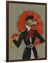 Elegant Greyhound and Red Umbrella-Fab Funky-Framed Art Print