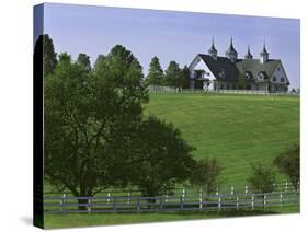 Elegant Horse Barn Atop Hill, Woodford County, Kentucky, USA-Dennis Flaherty-Stretched Canvas