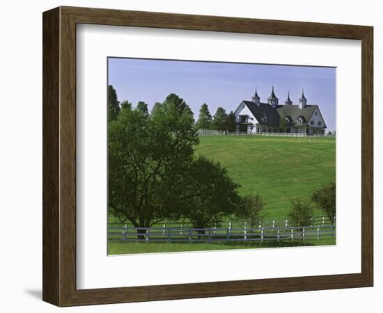 Elegant Horse Barn Atop Hill, Woodford County, Kentucky, USA-Dennis Flaherty-Framed Photographic Print