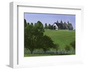 Elegant Horse Barn Atop Hill, Woodford County, Kentucky, USA-Dennis Flaherty-Framed Photographic Print