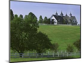 Elegant Horse Barn Atop Hill, Woodford County, Kentucky, USA-Dennis Flaherty-Mounted Photographic Print