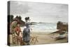 Elegant Ladies on the Beach, Undated-Jules-Charles Aviat-Stretched Canvas