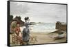 Elegant Ladies on the Beach, Undated-Jules-Charles Aviat-Framed Stretched Canvas