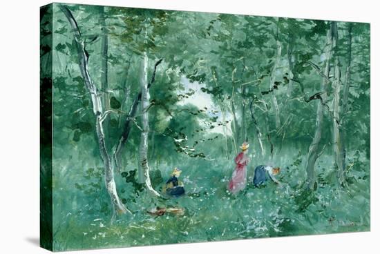 Elegant Ladies Picking Flowers in a Wood-Pompeo Mariani-Stretched Canvas
