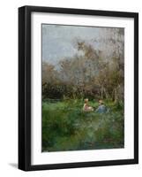 Elegant Ladies Resting in a Wooded Landscape-Pompeo Mariani-Framed Giclee Print