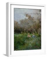 Elegant Ladies Resting in a Wooded Landscape-Pompeo Mariani-Framed Giclee Print