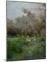 Elegant Ladies Resting in a Wooded Landscape-Pompeo Mariani-Mounted Giclee Print