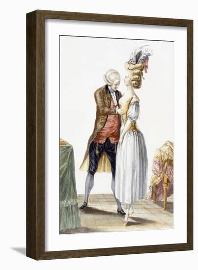 Elegant Lady at a Fitting with Her Tailor, Plate from 'Galerie Des Modes Et Costumes Francais'-Pierre Thomas Le Clerc-Framed Giclee Print