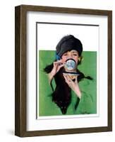 "Elegant Lady Drinking Cup of Tea,"February 20, 1926-Penrhyn Stanlaws-Framed Giclee Print