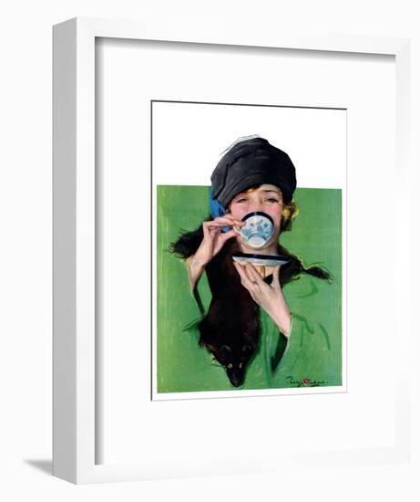 "Elegant Lady Drinking Cup of Tea,"February 20, 1926-Penrhyn Stanlaws-Framed Giclee Print