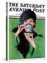 "Elegant Lady Drinking Cup of Tea," Saturday Evening Post Cover, February 20, 1926-Penrhyn Stanlaws-Stretched Canvas