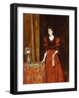 Elegant Lady Holding a Fan, 1893-Alfred Emile Léopold Stevens-Framed Giclee Print