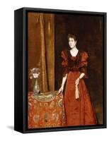 Elegant Lady Holding a Fan, 1893-Alfred Emile Léopold Stevens-Framed Stretched Canvas