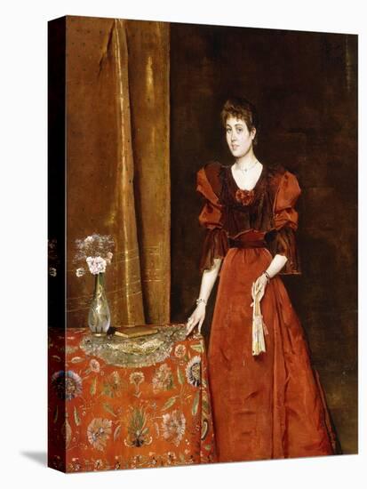 Elegant Lady Holding a Fan, 1893-Alfred Emile Léopold Stevens-Stretched Canvas