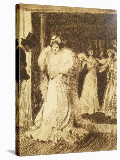 Elegant Lady Leaving Paris Opera-Tony Minartz-Stretched Canvas