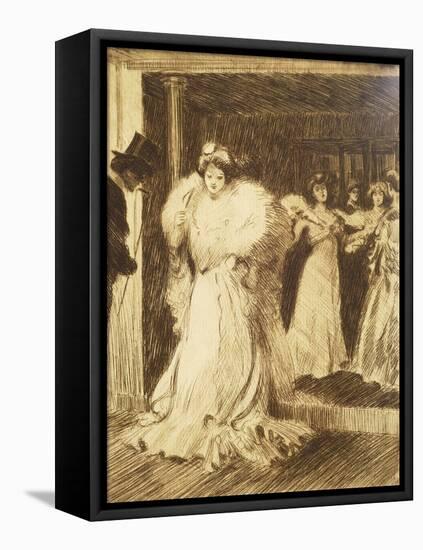 Elegant Lady Leaving Paris Opera-Tony Minartz-Framed Stretched Canvas