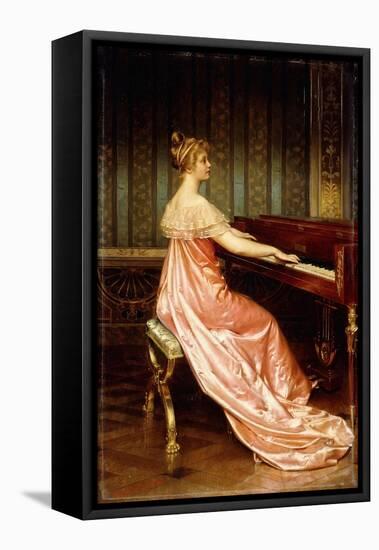 Elegant Lady Seated at Piano-Forte-Joseph Frederic Soulacroix-Framed Stretched Canvas