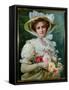 Elegant Lady with a Bouquet of Roses-Emile Vernon-Framed Stretched Canvas