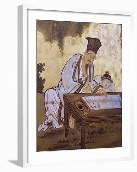 Elegant Pastimes, Calligraphy, Screen-Kano Tansetsu-Framed Giclee Print