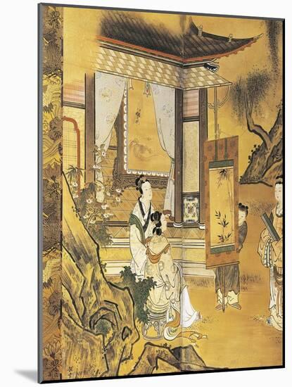 Elegant Pastimes, Painting, Screen-Kano Tansetsu-Mounted Giclee Print