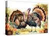 Elegant Thanksgiving Turkey Pair-Nicole DeCamp-Stretched Canvas
