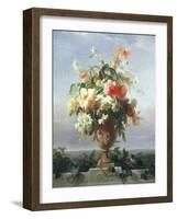 Elegant Vase of Flowers on a Ledge-Edouard Muller Rosenmuller-Framed Giclee Print