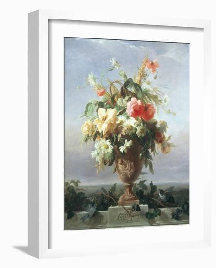 Elegant Vase of Flowers on a Ledge-Edouard Muller Rosenmuller-Framed Giclee Print