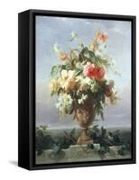 Elegant Vase of Flowers on a Ledge-Edouard Muller Rosenmuller-Framed Stretched Canvas