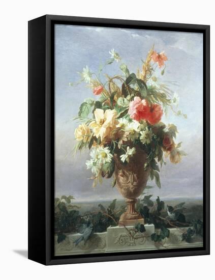 Elegant Vase of Flowers on a Ledge-Edouard Muller Rosenmuller-Framed Stretched Canvas